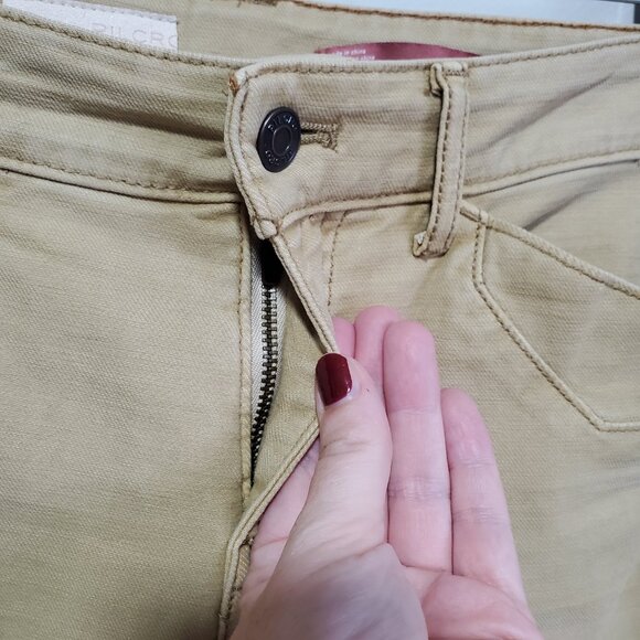 PILCRO Anthropologie Mid-Rise Slim Cargo Pants Utility Tan Yellow Women 27 x 28" - Picture 3 of 15